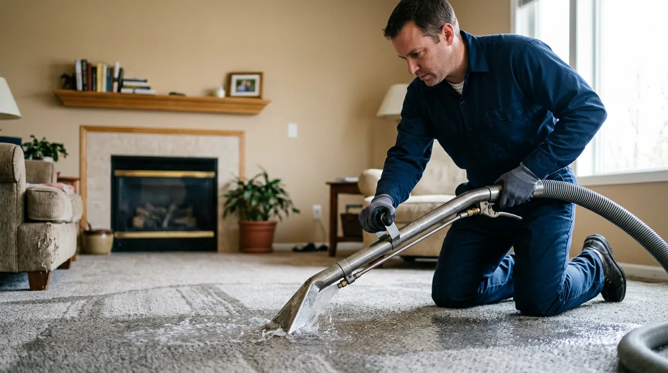 Water damage restoration technician working near Cleveland, NC